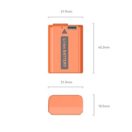 SmallRig 4965 - zamiennik akumulatora NP-FW50, USB-C, 1030mAh, pomarańczowy_3